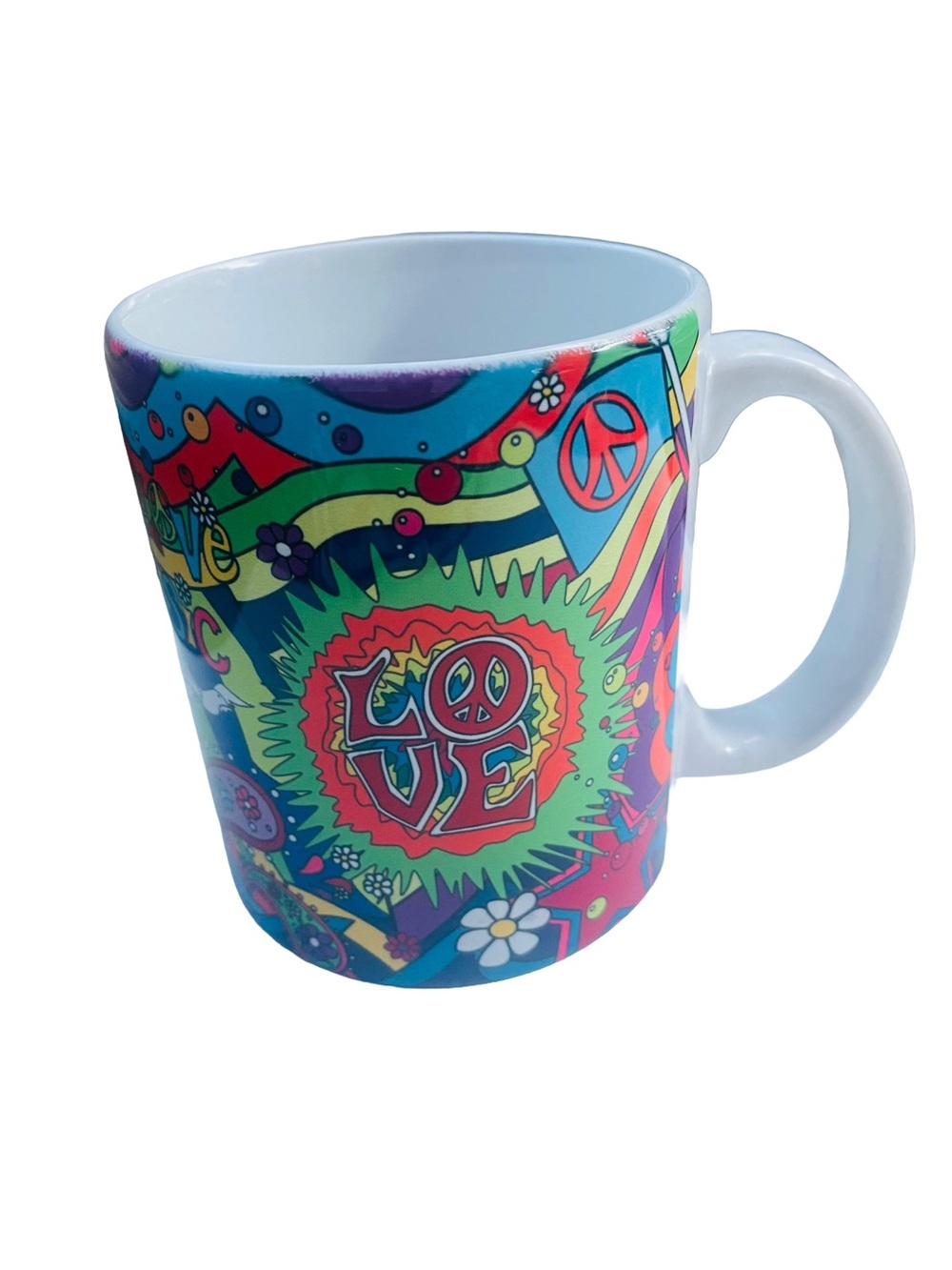 Rock And Roll Ball Of Fame Cleveland Ohio Life, Love, Peace, Music Coffee Mug